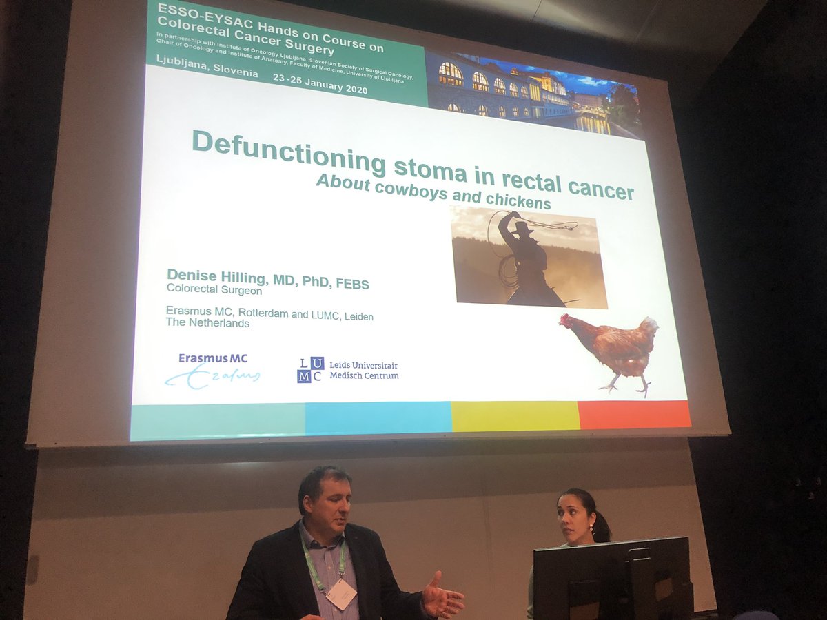 Do you perform #defunctioning #stoma or not after #colorectalsurgery #colorectalcancer #surgicaltraining #surgicaleducation ? Are You a #cowboy 🔫👨‍🌾or #chicken 🐔by #HillingDenise 🇳🇱 <a href="/UniLeiden/">Universiteit Leiden</a> #handson <a href="/ESSOnews/">European Society of Surgical Oncology (ESSO)</a> course #ljubljana