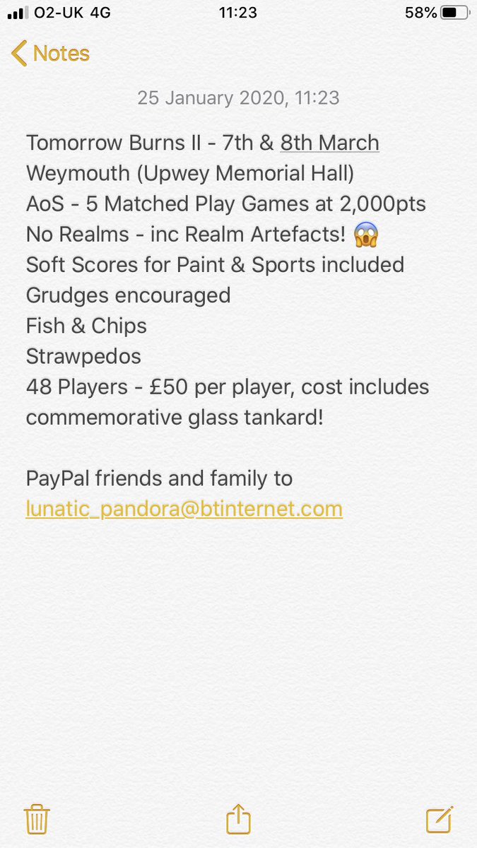 the_black_sun's tweet photo. 8 Tickets left for Tomorrow Burns II - Details can be found below, as well as the current entrants and grudge list. This is a 48 player Matched Play event in Weymouth with some soft scores. Promises to be a fun, relaxed weekend featuring the #returnofthechamp @Samwritescomics 🙌🏼 https://t.co/f4bwD9fJYu