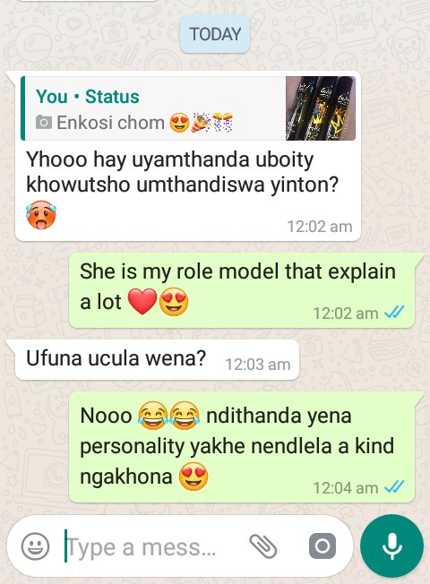 a conversation with a friend ❤❤ .
I love you so much <a href="/Boity/">Boity Thulo</a> 💜. My prayers will be answered one day and get a chance to meet you.god bless u❤