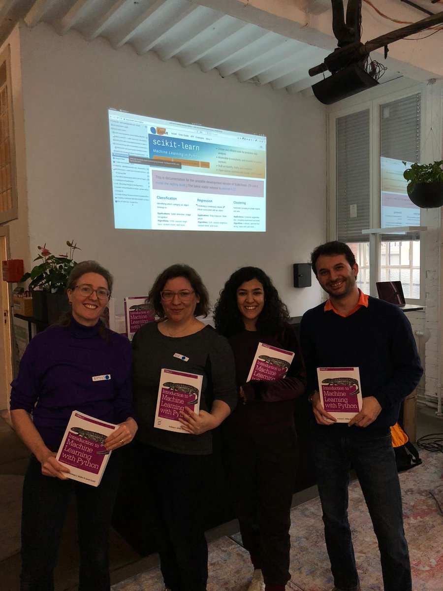 Thanks <a href="/OReillyMedia/">O'Reilly Media</a> for the ML books!  Our participants  now have an awesome reference guide as we tackle issues <a href="/WiMLDS_Berlin/">WiMLDS Berlin</a> <a href="/wimlds/">Women+ in ML/DS</a> <a href="/noatamir/">Noa</a> @adrinjalali #ScikitLearnSprint #opensource