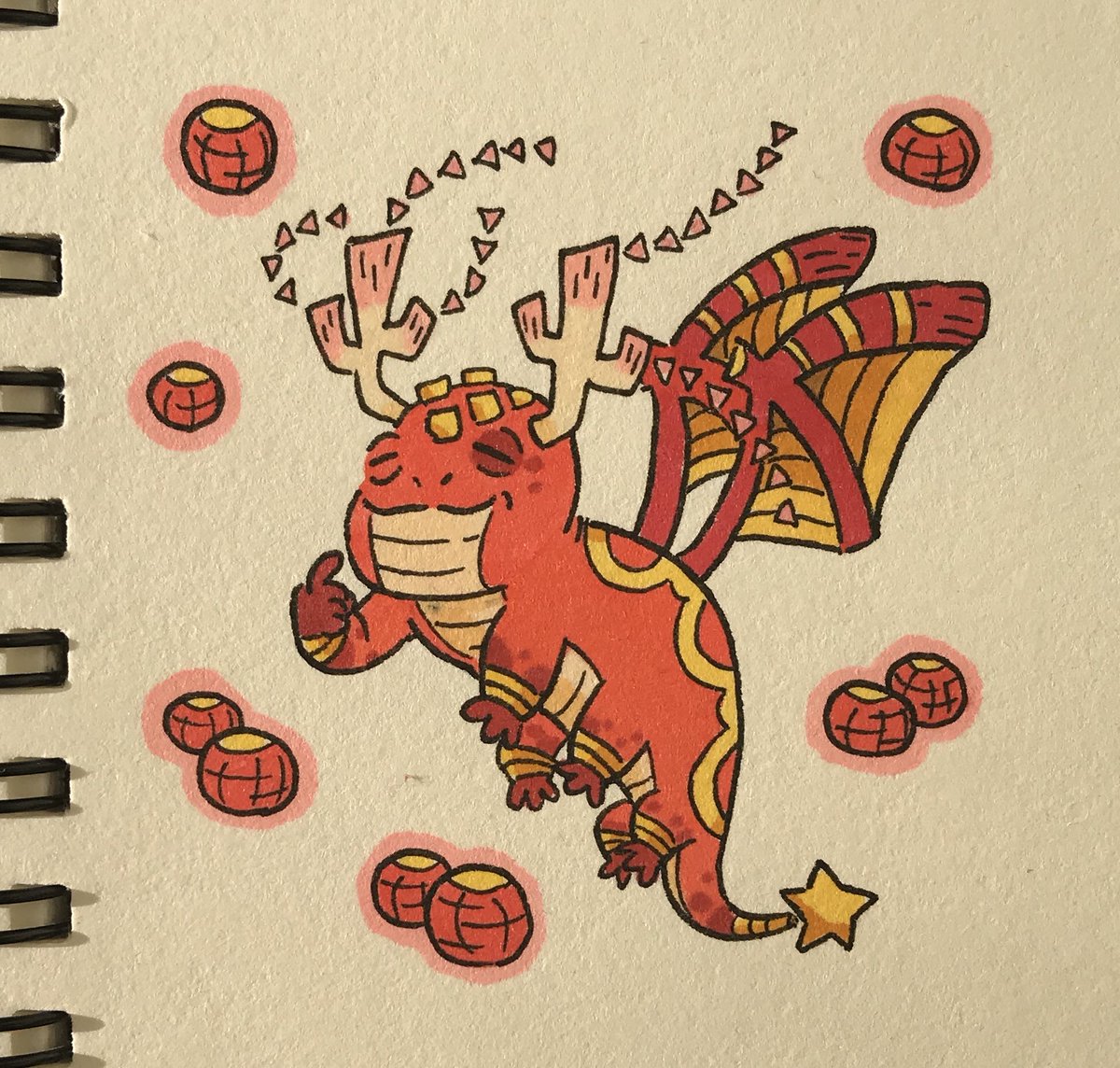 peridot_art's tweet photo. Happy lunar new year, everyone!❤️💛 Here’s a chinese dragon design for ya! Might do something more with him later...🏮
.
.
.
#lunarnewyear #characterdesign #chinesedragon https://t.co/KCzoTA6JVs