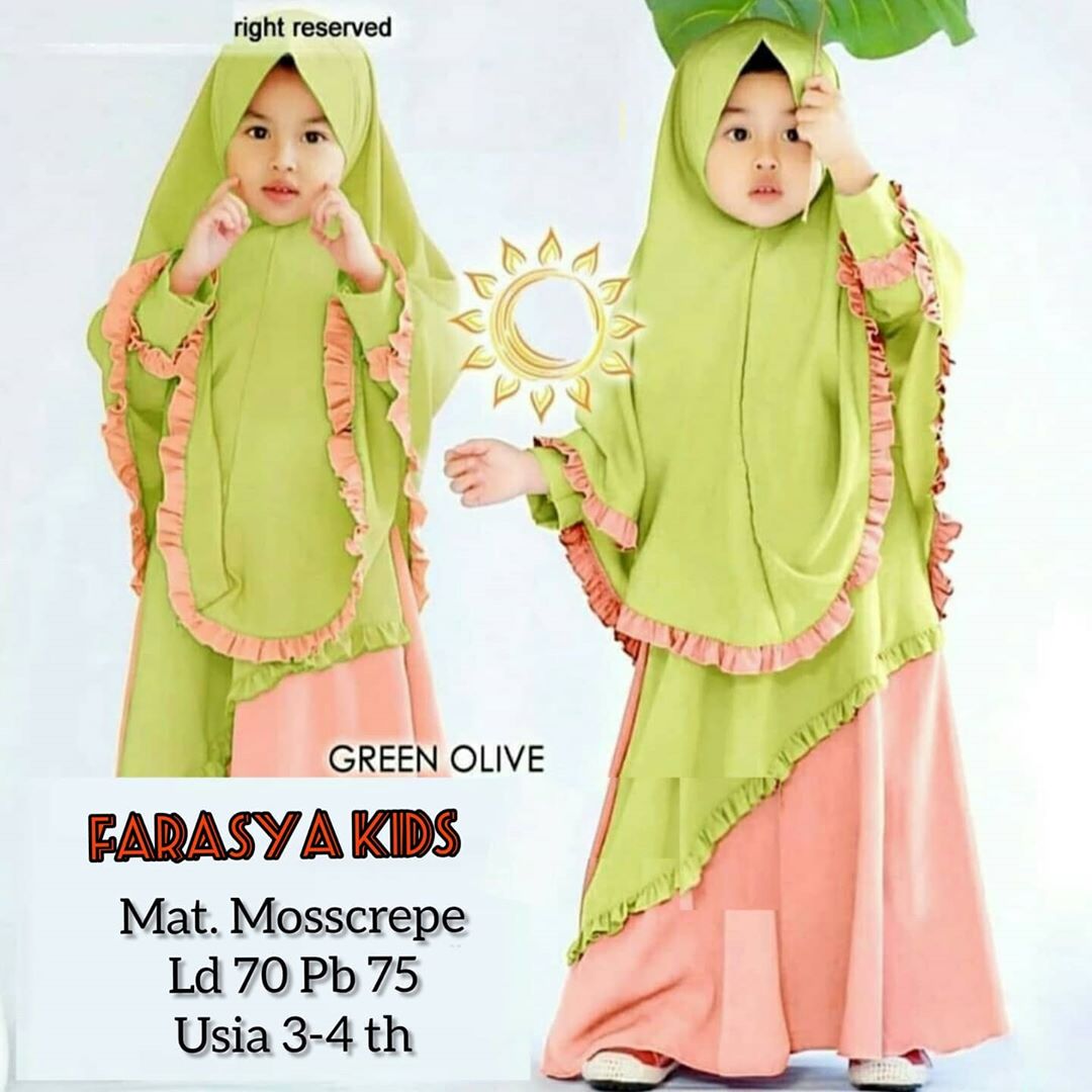 Farasya Kids Syari Khimar
Bahan   : MosCrepe
One Size fit to L

IDR 85K
ORDER Bayar di Tempat Via Lazada >bit.ly/38H1jvI