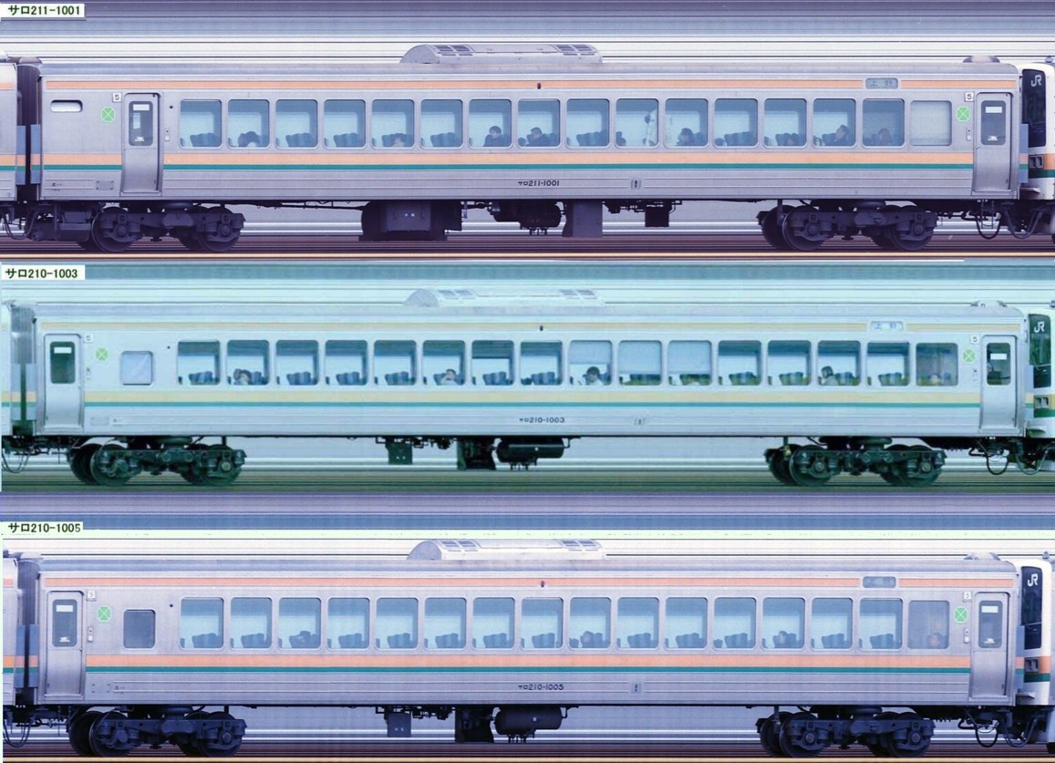アイマン このスリット写真は高崎線や宇都宮線で2階建と平屋のグリーン車で運用されていた211系の編成のうち平屋のグリーン車 の画像を抜き出したもの サロ211と下の2両がサロ210 湘南新宿ラインの開通を機に同線のグリーン車は全て2階建てとなり その後上 アイマン このスリット写真は高崎線や宇都宮線で2階建と平屋のグリーン車で運用されていた211系の編成のうち平屋のグリーン車 の画像を抜き出したもの サロ211と下の2両がサロ210 湘南新宿ラインの開通を機に同線のグリーン車は全て2階建てとなり その後上