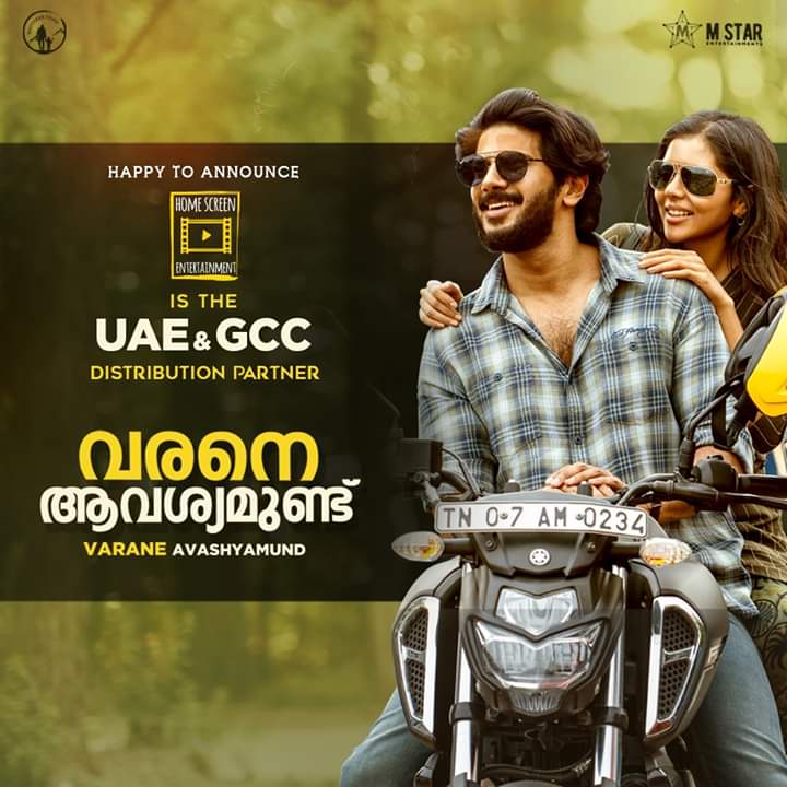 dqfanspower's tweet photo. #VaraneAvashyamund Uae &amp; Gcc distribution partner by  @homescreenent 

 #VaraneAvashyamund directed by #AnoopSathyan, starring #SureshGopi, @dulQuer, #Shobana, #Urvashi &amp; @kalyanipriyan.

@DQsWayfarerFilm #MStarEntertainments #VaraneAvashyamundWithHSE https://t.co/PxznSouLLP