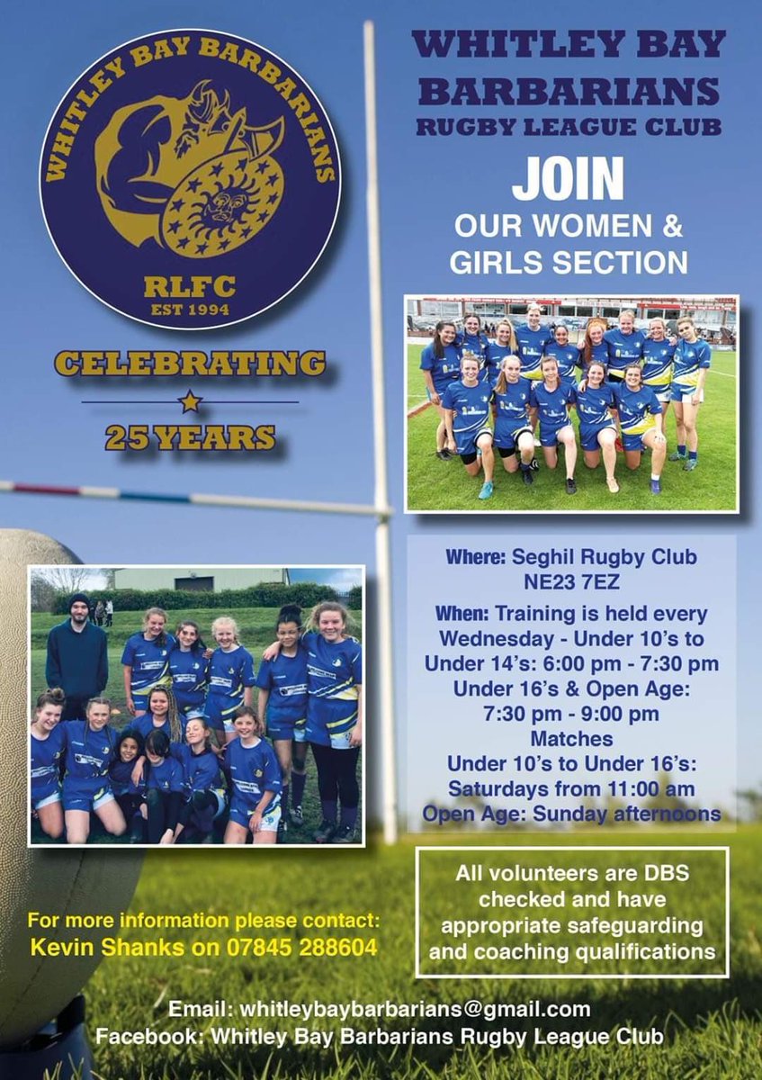 # New Players Welcome - Please Share #

Our Women and Girls start training  on February 12th at Seghill. All information is on the picture. 

Please can you spread the word if you are reading this and share the post. Players wanted at all age groups.