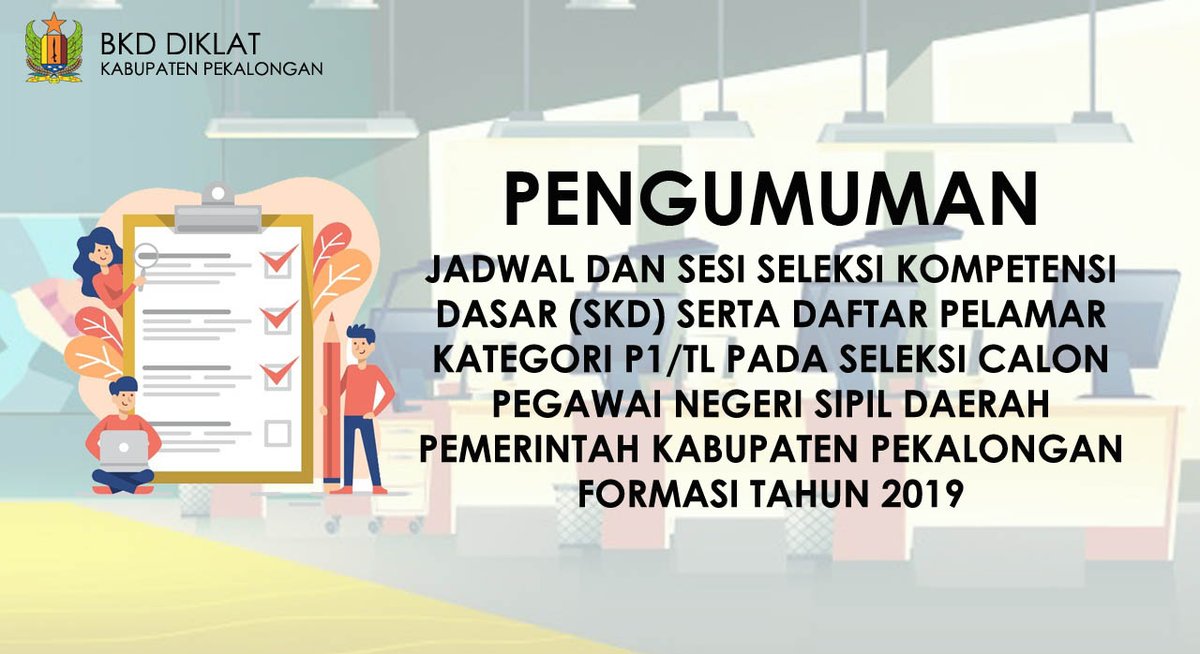 biar hari sabtumu ga jadi #sabtuambyar 
minhoo kasih pengumuman jadwal SKD dan daftar pelamar P1/TL #cpns2019pekalongankab 

amati dengan cermat jadwalnya dan taati tata tertibnya ya... 
😉
monggo
s.id/skd2019kabpkl

<a href="/Pemkab_Pkl/">Kabupaten Pekalongan</a> @bkdjatengprov <a href="/AsipKholbihi/">Asip Kholbihi</a>