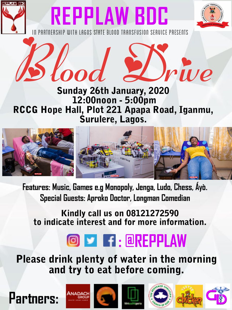 repplaw's tweet photo. The day is almost upon us. Join @aproko_doctor tomorrow as we come together to have fun and donate blood.

RCCG IGNITE CHURCH
221 Apapa Rd, Ijora Olopa, Lagos
https://t.co/DcfwKJgg5P 

Click the above link to take you there easy by @googlemaps 

@Gidi_Traffic @TVCconnect @DrZobo https://t.co/M5j99h3Dft
