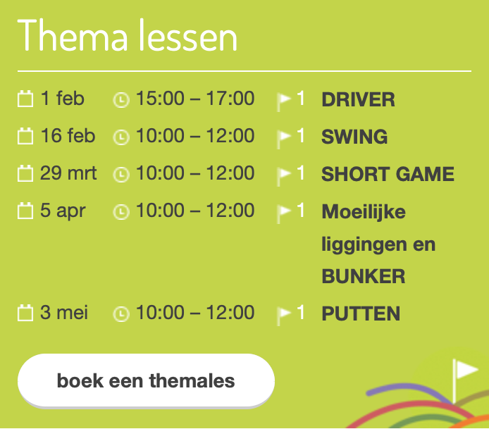 Destin_Golf's tweet photo. Onze nieuwe themalessen staan weer online. 2 uur golfles voor €25,00 p.p. 
Meld je aan via onze online lesagenda: https://t.co/5zZZwlXZJ8
of via onze mail: info@destinationgolf.nl
#themalessen #golfclubHoogVaals #LandalHoogVaals https://t.co/C5afCsvMWh