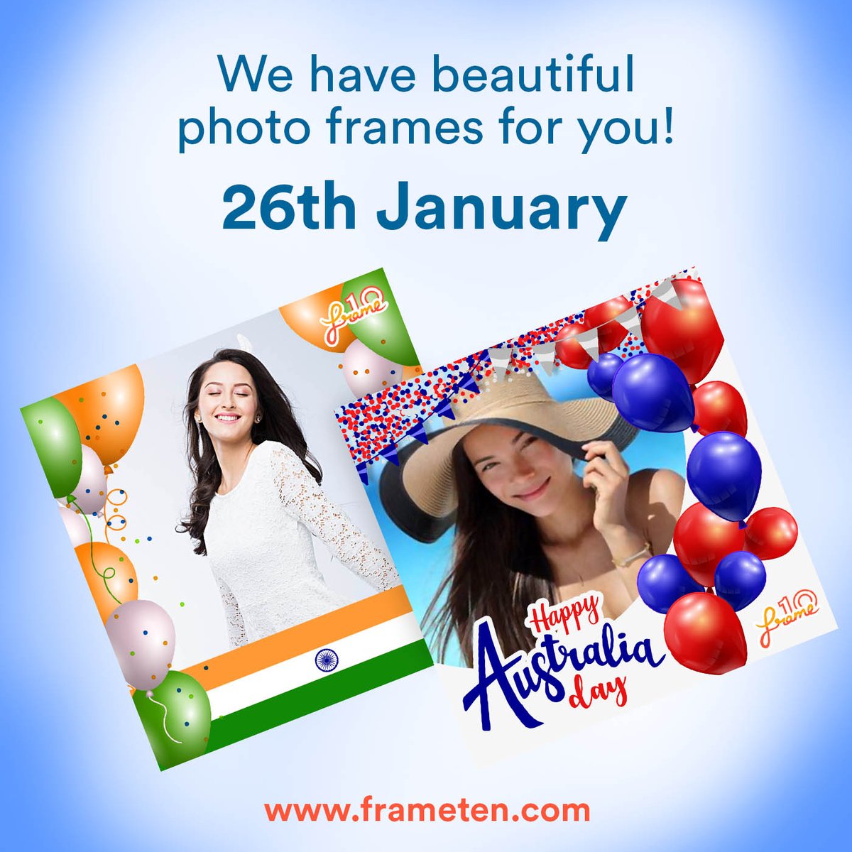 SocialFrameTen's tweet image. Visit our website... We have beautiful photo frames for you!

#frameten #photoeditingtool #photoframes #photoeditor #socialframeten #website #AustraliaDay #IndianRepublicDay #India #Australia