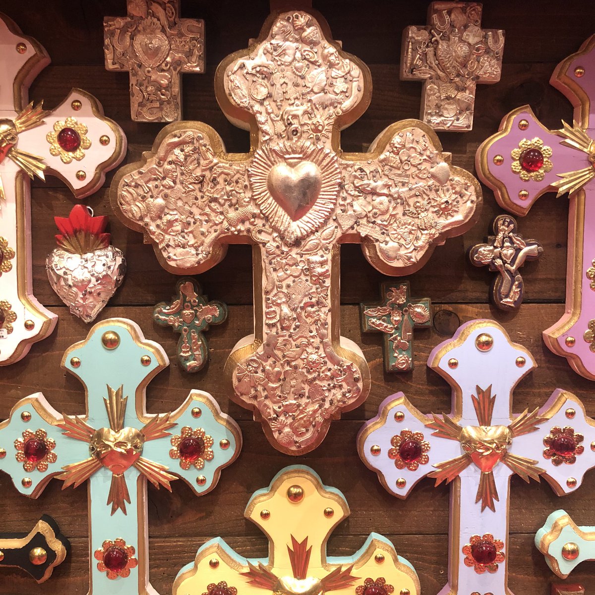 十字架 ウォールデコ ウォールアート メキシコ雑貨 壁飾り ミラグロ