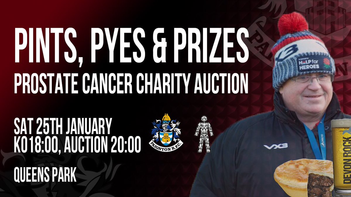 <a href="/ExmouthRFC/">EXMOUTH RUGBY</a> <a href="/Drybrook__RFC/">Drybrook RFC</a> <a href="/Teignmouth_RFC/">Teignmouth Rugby</a> <a href="/swsportsnews/">South West Sports News</a> We look forward to your team visiting us and hopefully will stay to support <a href="/ProstateUK/">Prostate Cancer UK</a> at our charity auction tonight!
#Cherries #BallsToCancer #OneClub #CherryAndWhite 🍒🍒🍒