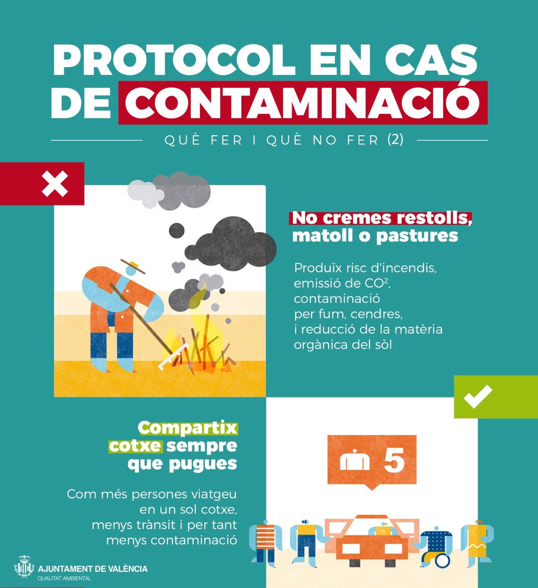 ⚠️ A conseqüència dels nivells alts de contaminació atmosfèrica, activem el protocol de mesures i recomanem seguir estos consells. Les causes se situen en la borrasca procedent del nord d'Àfrica, que ha generat una llengua de pols del desert. 
ℹ️ bit.ly/37mzGHQ