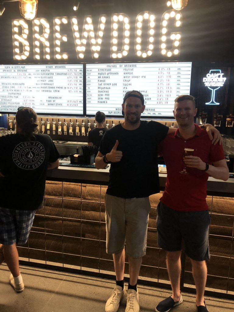 steashworth's tweet photo. @BrewDogJames @DogtapBrisbane Cheers for the beer @BrewDogJames 🍻 https://t.co/tKVwj2dYJa