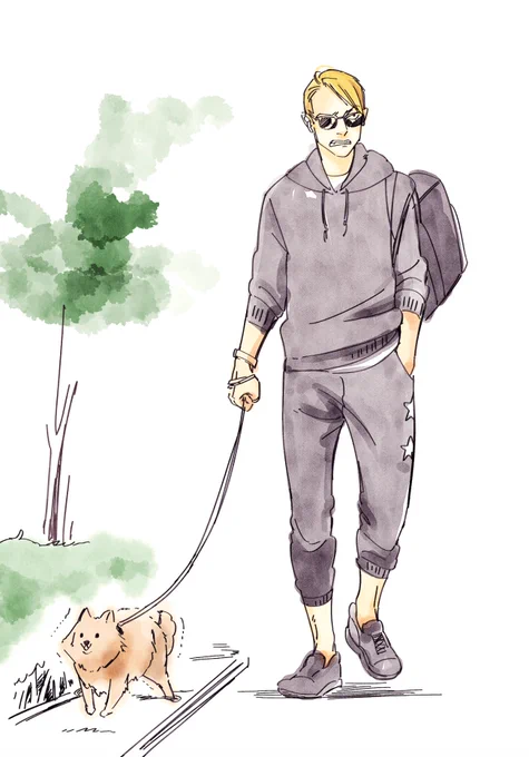 散歩中に遭遇したオラついて電話してる兄さんとめっちゃうんこしてたポメ 