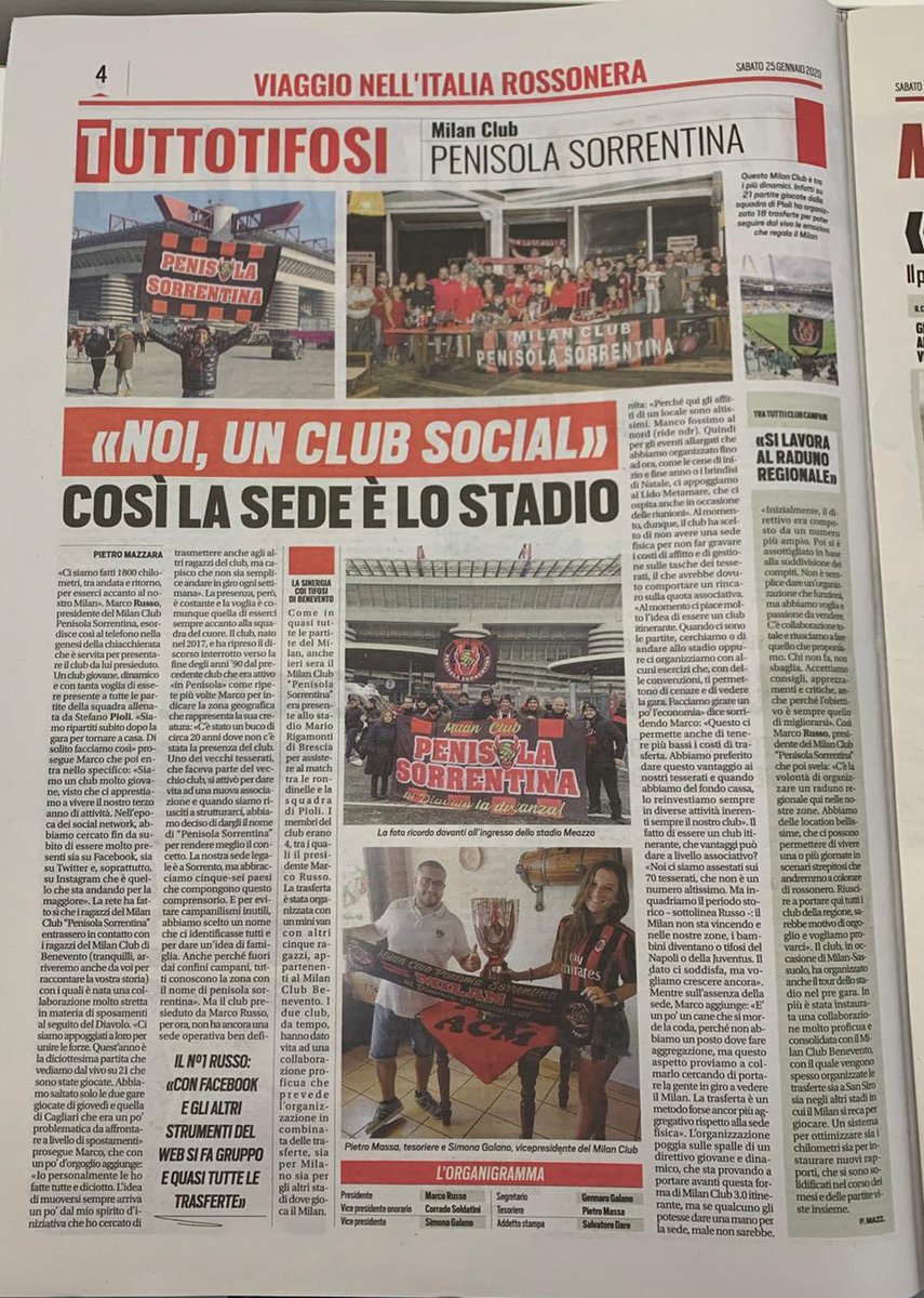 Siamo su #Tuttosport di stamane in edicola! Grazie di cuore a <a href="/PietroMazzara/">Pietro Mazzara</a> per lo splendido servizio! L’emozione di ieri sera a Brescia, le nostre origini e i nostri progetti! Tutto sul nostro club, al Diavolo la distanza! Forza #Milan 🔴⚫️