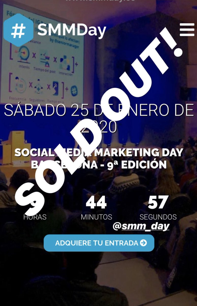 SeniorManager's tweet photo. ¡GRACIAS! De mi parte a los 522 asistentes al @SMM_Day Barcelona.
¡SOLD OUT! 
¡Este evento es por y para ustedes!
Somos #trendingtopic desde primera hora de la mañana.
#SMMDay 
¡Gracias de nuevo por la confianza! 👍🙂🎯 https://t.co/LwvOeZJNy6