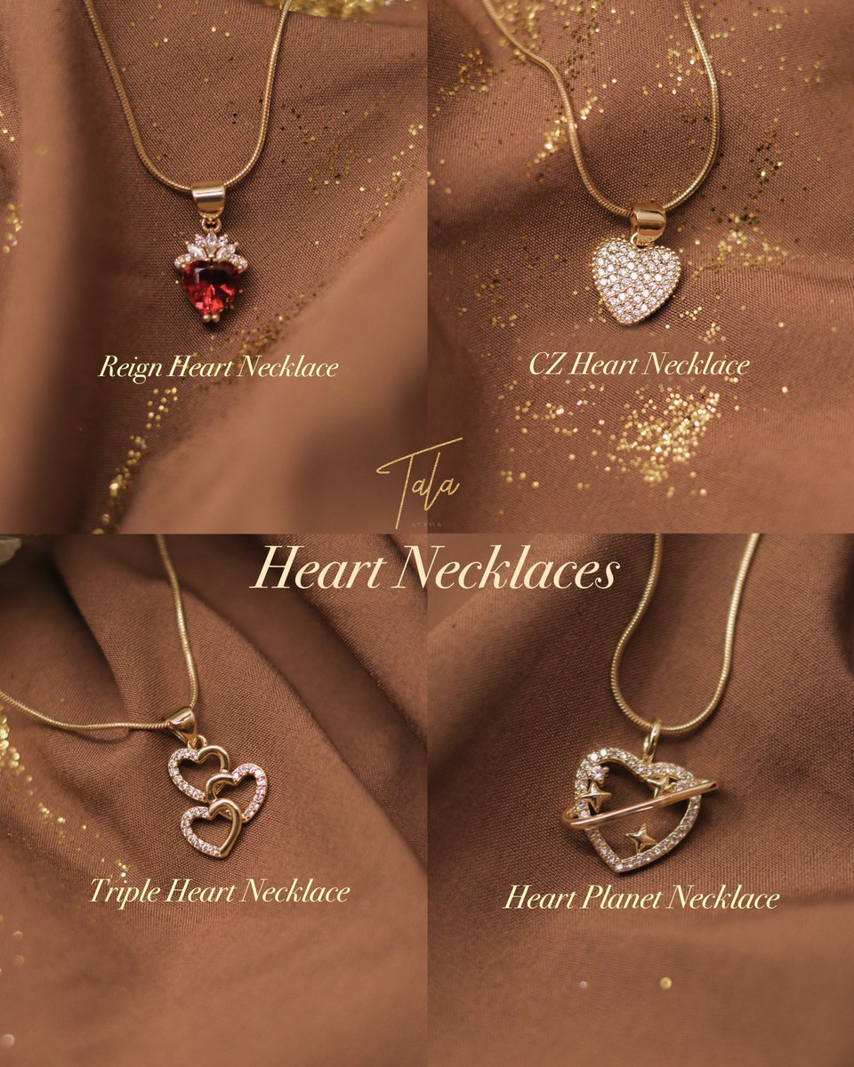 Introducing our official Valentine Collection! 😍

• Necklace Set - ₱499/set. Comes with a Tala by Kyla Premium Box. 

• Heart Chokers - ₱289 per piece. Comes with a Tala by Kyla Premium Box.
 
• Heart Necklaces - ₱299 per piece. Comes with a Tala by Kyla Premium Box.