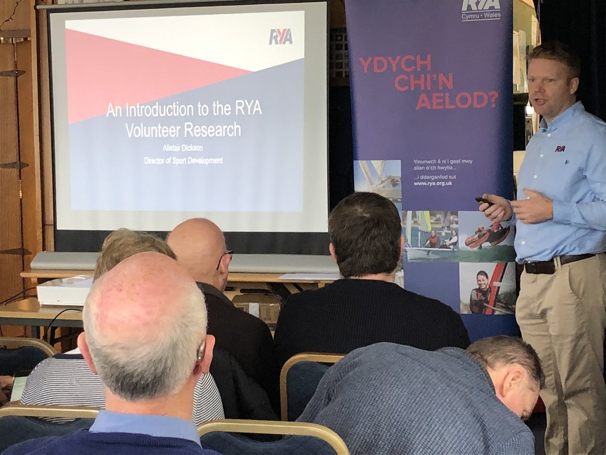 RYACymruWales's tweet image. Up next is Alistair Dickson @aldickson1 Head of Sport Development at RYA, but a familiar face to us in Wales

Great for him to be presenting at his home town club in Llandudno 

Focus on volunteers and #puttingpeoplefirst