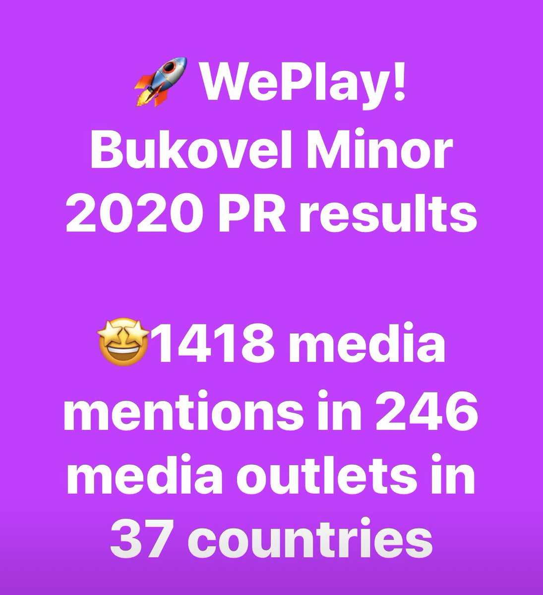 AlenaPRaxis's tweet photo. Proud to share WePlay! PR team results🚀⭐️🔥
#esports #weplay #weplayminor #esportspr https://t.co/XsamZwEsp9
