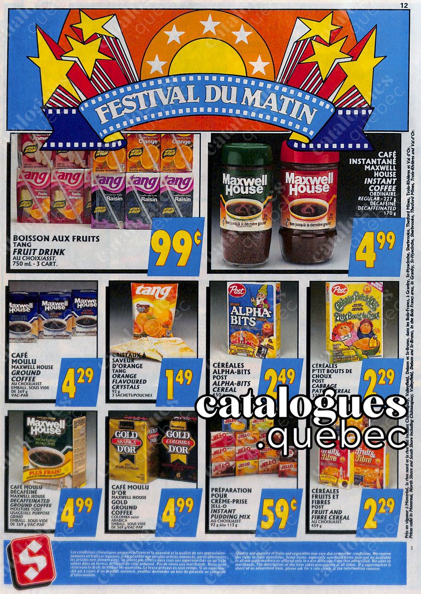 Bon matin Twitter! Steinberg 1986. Justement en parlant de café, pour soutenir Catalogues Québec :  buymeacoffee.com/cataloguesqc :-D