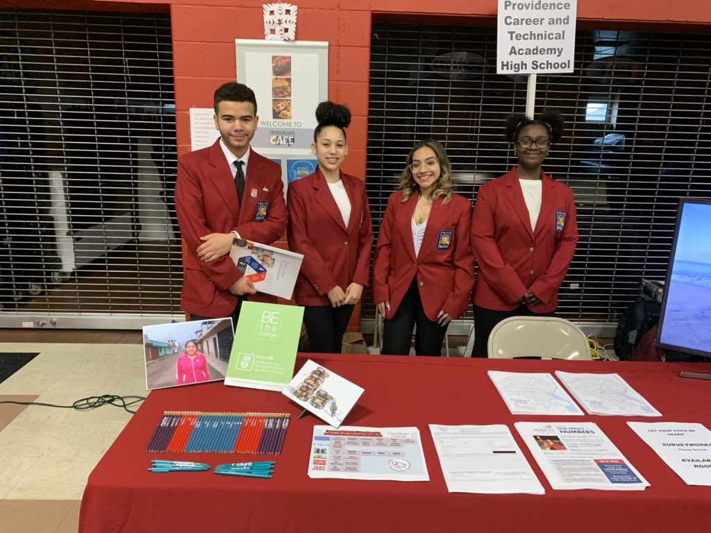PCTASkillsUSA's tweet photo. Providence school choice fair!! PCTA students talking about CTE and SkillsUSA!! @PCTAProvidence @Judy_Fried @SkillsUSARI @PCTAProvidence https://t.co/ryGXAuRuGK