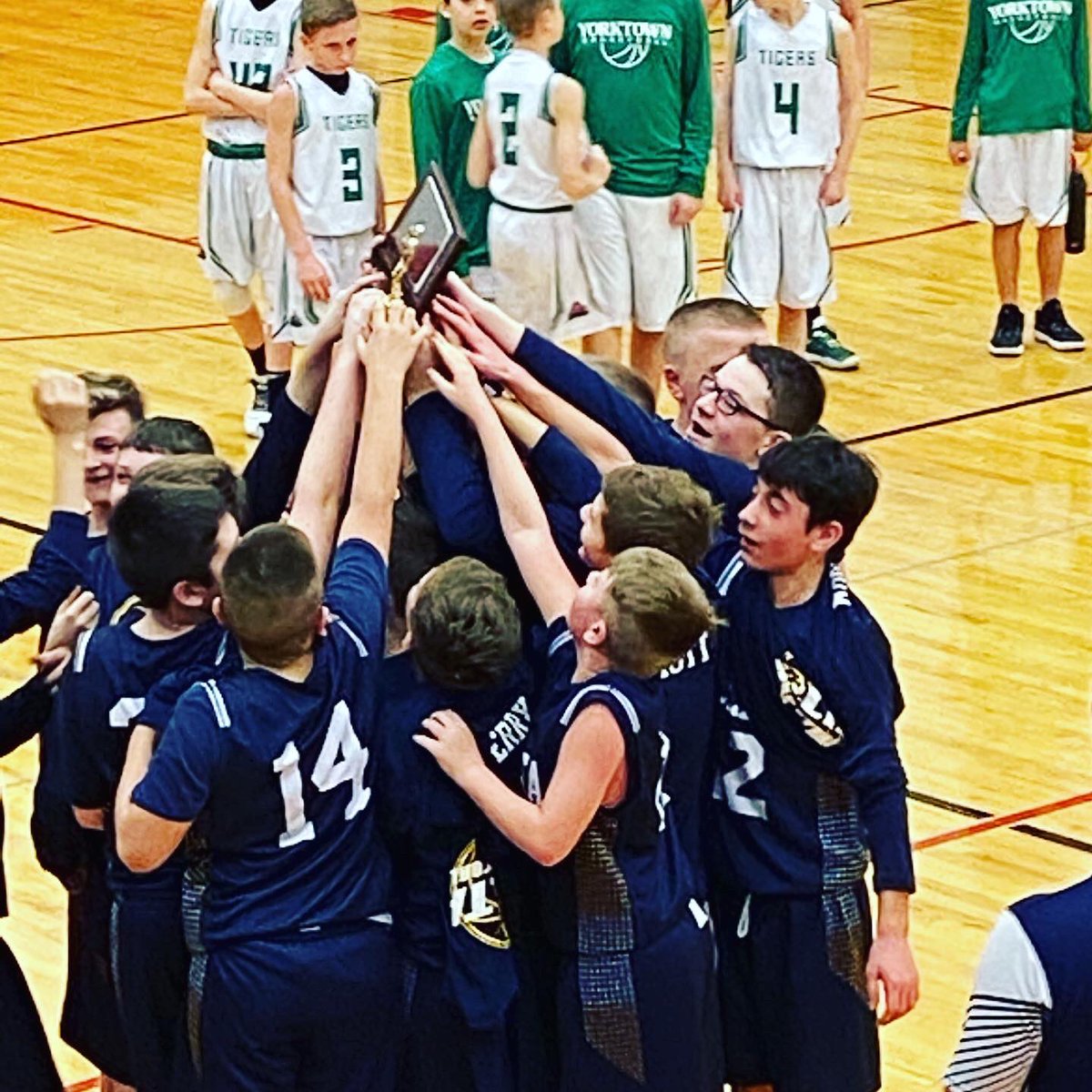 EaglesDMS's tweet photo. Congratulations to the 6th grade boys basketball team on winning the 2020 Delaware County Championship! https://t.co/KWRMzajXq8
