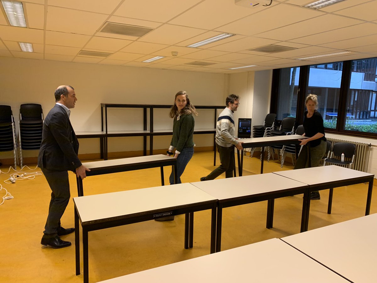 Steve_Coppens's tweet photo. And it's a wrap ! #ESRADAY done @UZLeuven Belgium. Hugely succesfull @ESRA_Society !!!!! Great feedback. Faculty cleaning up, workshop room 😉 https://t.co/DXr1T9LuAz