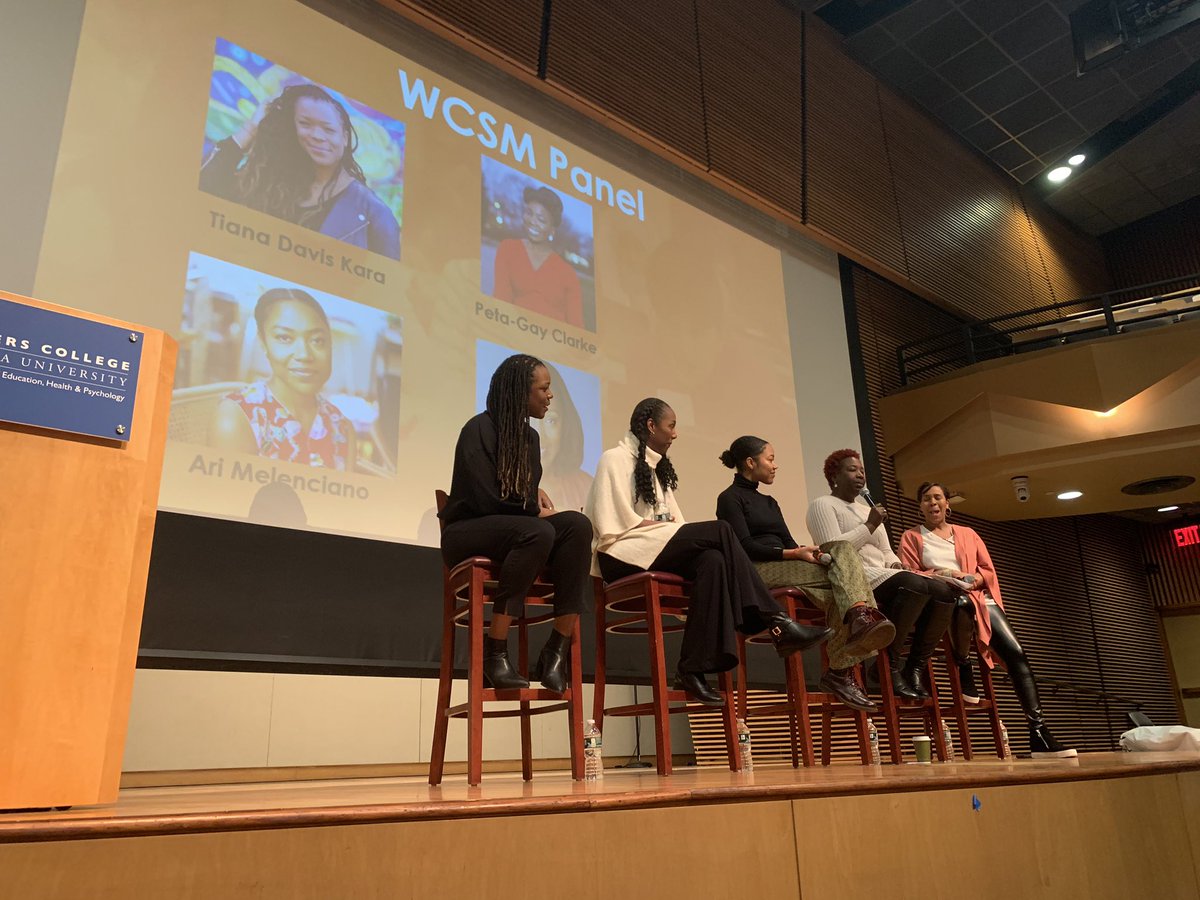 codescty's tweet image. Dynamic group of #womyn panelists at @CSforAllNYC #WhyCSMatters #codescty
