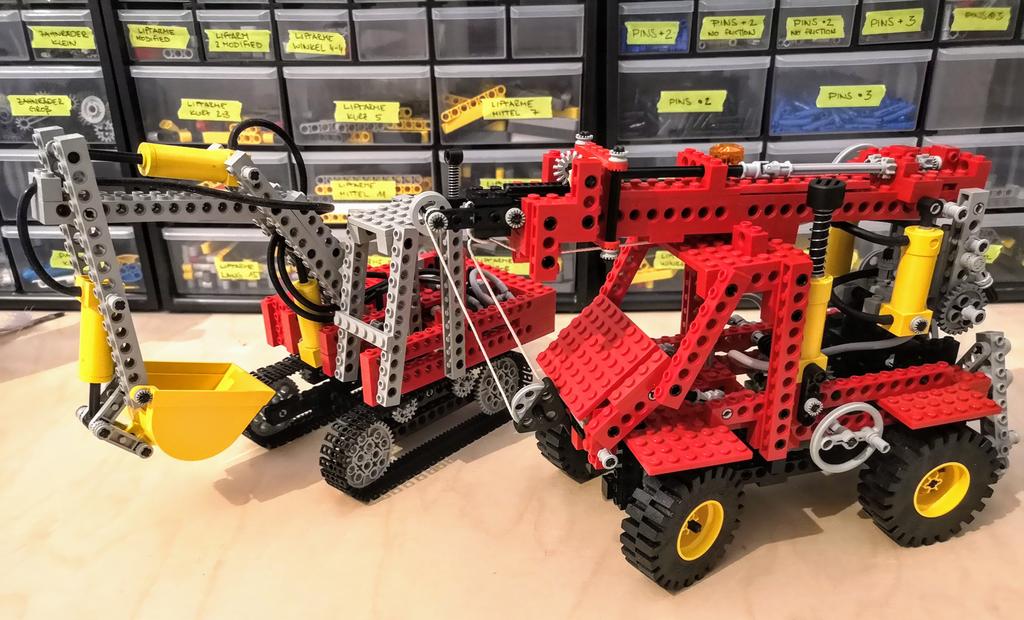 Dirk Songuer on Twitter: love #LEGO #Technic from the Left is the 8851 Excavator (1984) and right the 8854 Power Crane (1989). Compared to modern sets only have a
