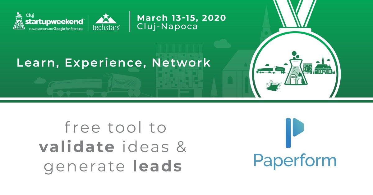 swcluj's tweet photo. 🏆 Prize announcement
The easiest way to validate an idea at the beginning? An online survey, of course. Paperform is a great tool for doing just that, which is why we're excited to have them on the list of prizes for #swcluj2020. 👌
#swcluj #entrepreneurship #clujnapoca https://t.co/dwKw9T8X80