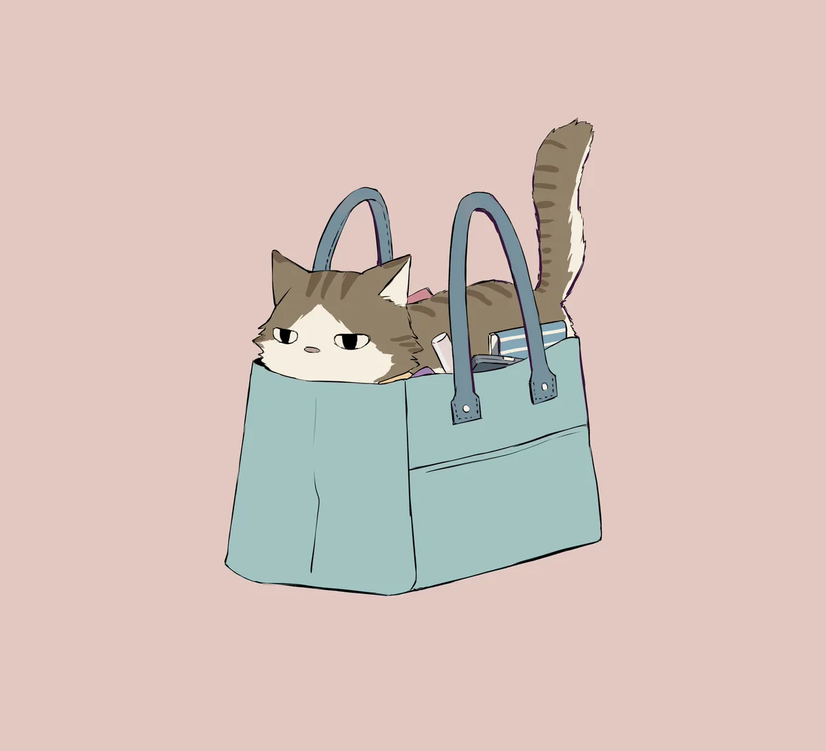 出かける飼い主のバックに忍び込む飼い猫の視線が熱すぎて出かけられない