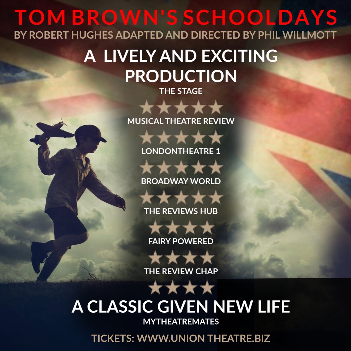 TomBrownUnion's tweet photo. Hard to believe we only have 8 shows left!

Don’t miss TOM BROWN’S SCHOOL DAYS @TheUnionTheatre until Saturday 1st February.

Book Now: https://t.co/Es4nBOdneO

#TomBrownUnion🏉 #PenultimateSaturday #8showsleft #booknow https://t.co/gYDg3mikA9