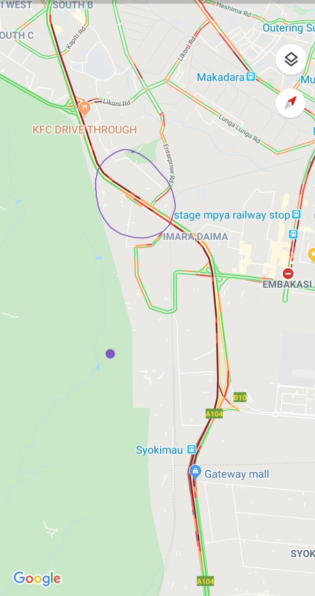 Seriously something has to be done ASAP along Mombasa road at the GM-Sameer section. See how traffic stretches for kms both sides just from that section? <a href="/motoristsoffice/">Motorist Association</a> <a href="/NPSOfficial_KE/">National Police Service-Kenya</a> <a href="/Ma3Route/">Ma3Route</a> <a href="/KeNHAKenya/">Kenya National Highways Authority (KeNHA)</a> @JamesMacharia_  three hours from JKIA to Olesereni is just horrible
