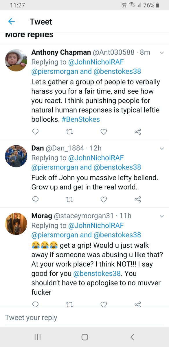 Tweets calling john a leftie and talking bollocks