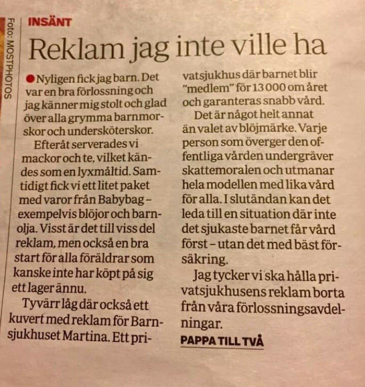 fnyosv's tweet photo. Privat akutmottagning för barn som är “medlemmar”. 

Fattar ni att detta händer just nu? Med en rasande jävla fart. https://t.co/ePqso8cgfS