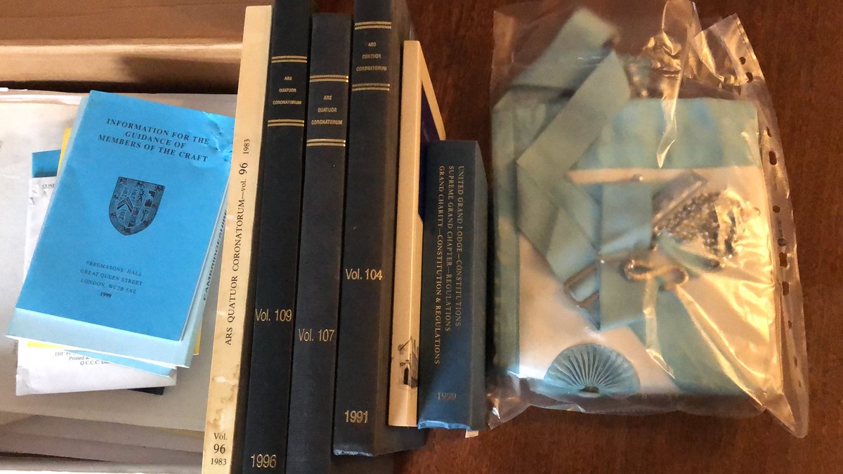 Robin_Barnes's tweet photo. @oldleysianlodge sorting through my late father-in-law’s personal effects have come across his Masonic books and paraphernalia from his time as a member of your lodge. Would you like any of these items? https://t.co/tYknMOLAK7