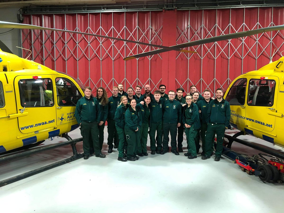 Thanks so much for having us yesterday <a href="/NWAirAmbulance/">North West Air Ambulance Charity</a> 

💉 Awareness of HEMS capabilities 
✅ Kit familiarisation
🚑 Simulation 

And of course a photo with the helicopters!🤳🚁

#HEMS