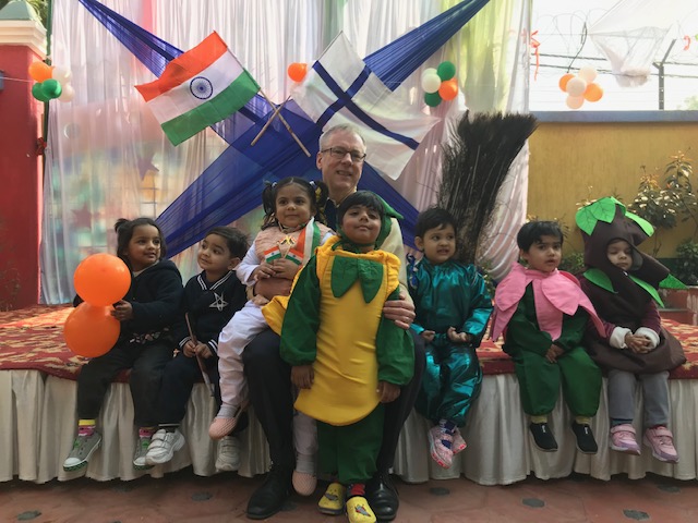FinlandinIndia's tweet photo. "The important thing is that we all can learn from each other โ Finns from Indians and Indians from Finns - Because after all, we meet the same challenges." - @ErikafHllstrm1, Minister-Counsellor , Embassy of Finland during the Republic Day Celebration at #HolyTrinitySchool https://t.co/4w4gGMXxxK