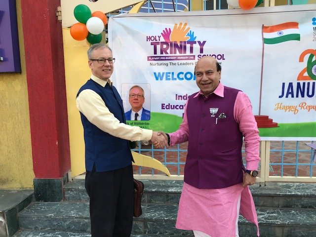 FinlandinIndia's tweet photo. "The important thing is that we all can learn from each other โ Finns from Indians and Indians from Finns - Because after all, we meet the same challenges." - @ErikafHllstrm1, Minister-Counsellor , Embassy of Finland during the Republic Day Celebration at #HolyTrinitySchool https://t.co/4w4gGMXxxK