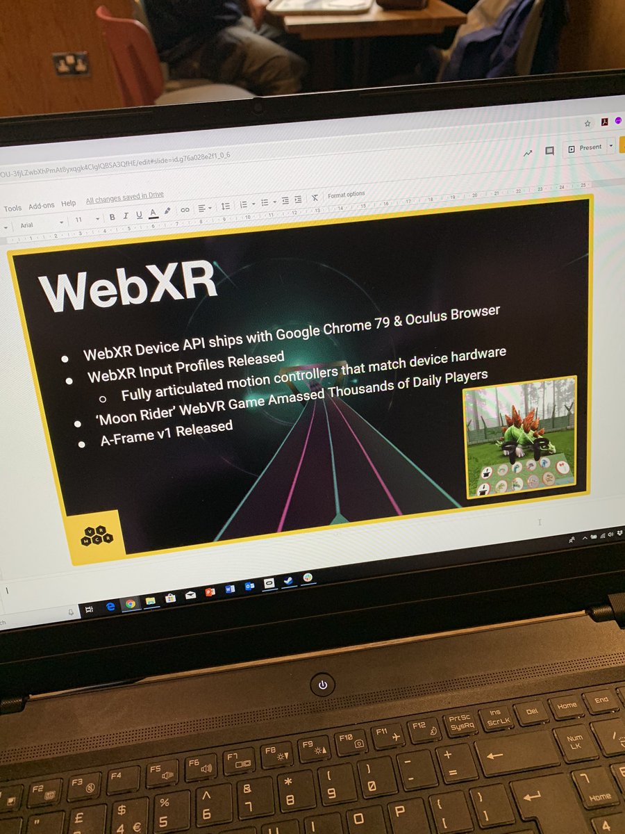 Very happy to include this slide in the news roundups for @VRManchester this week! Thanks for all the fantastic work @Tojiro @NellWaliczek @andgokevin @dmarcos and everyone else helping to bring VR to the web!