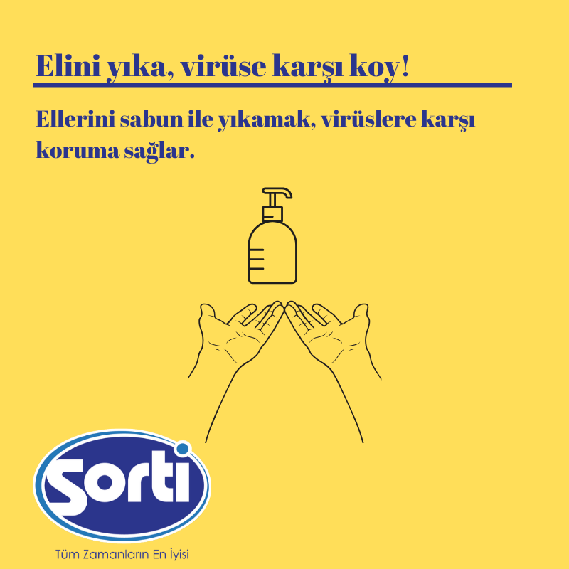 Ellerini düzenli olarak yıkamak, virüslerle mücadelenin önemli kurallarından. Ellerini düzenli olarak su ve sabun ile yıka; virüslerden korkma! #coronavirus #coronavirüsü #temizlik #hijyen #sorti #sortikimya #tümzamanlarıneniyisi