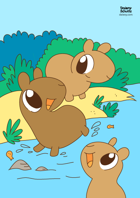 Daieny Schuttz - daieny.com Capivaras, nunca demais #daieny #daienyschuttz  #cute #kawaii #chibi #fofo #vector #vetor #animal #furry #design #character  #personagem #mascote #mascot #capivara #capybara #brown #marrom #rodent  #roedor Entre em contato com