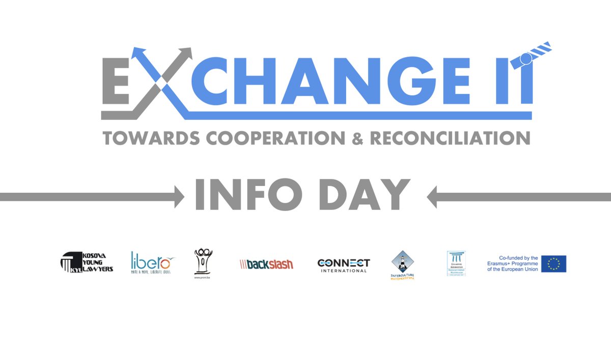 KYLKosova's tweet photo. Join us at @rckosovo on February 14, 2020 for #ExchangeIt – Info Day for representatives of youth NGO's in Kosovo. Towards Cooperation &amp; Reconciliation #youth #exchange 

Suppoerted by: @EUErasmusPlus @EU_Commission  

https://t.co/DjwTiG2JE5 https://t.co/4MvGPZreYL