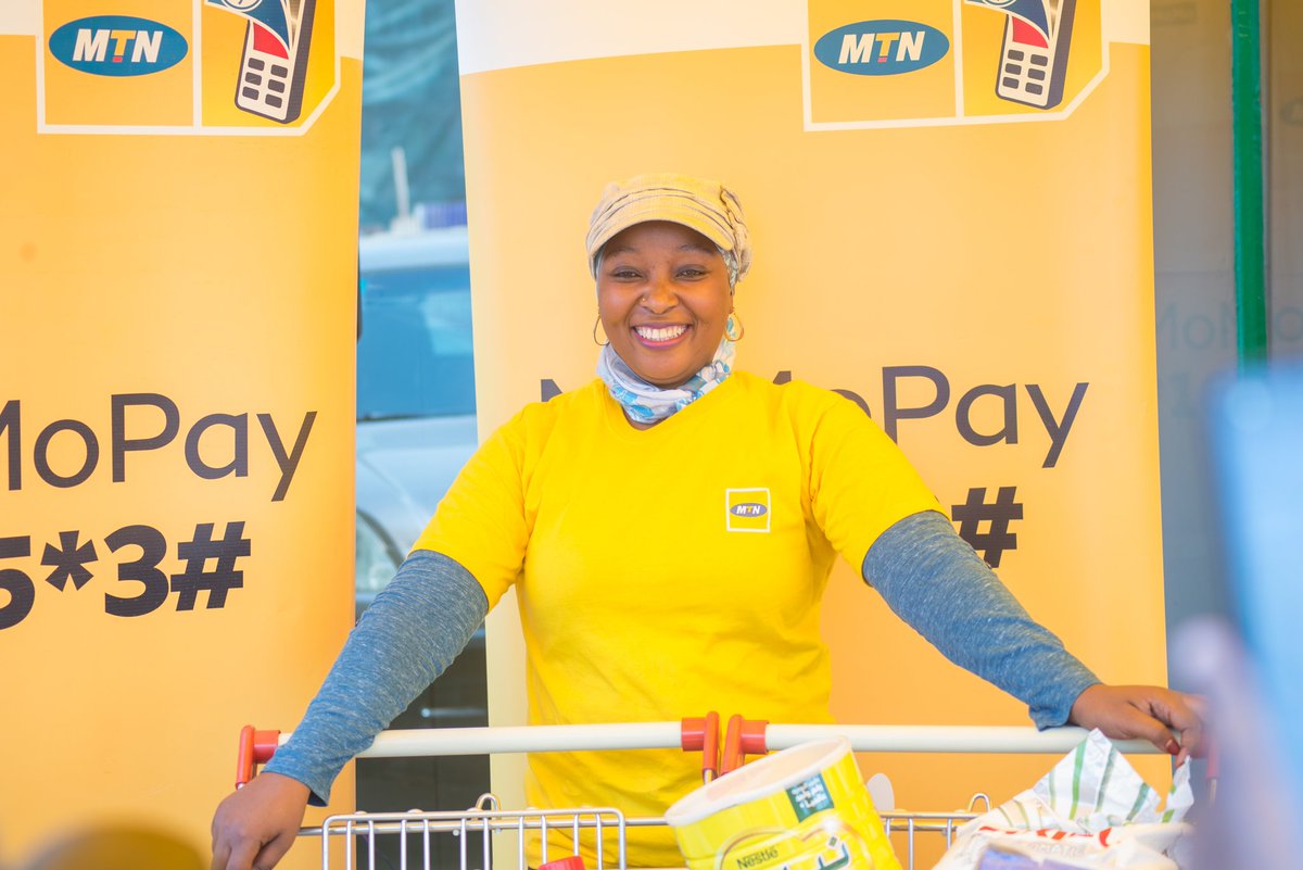 mtnug's tweet photo. Using #MTNMoMoPay to pay for goods and services free of charge is rewarding. Today, lucky customers from this week's trolley dash draw enjoyed the extra benefits of using the service at Cynibel Supermarket in Bunga. https://t.co/ZhrlyvhZOS