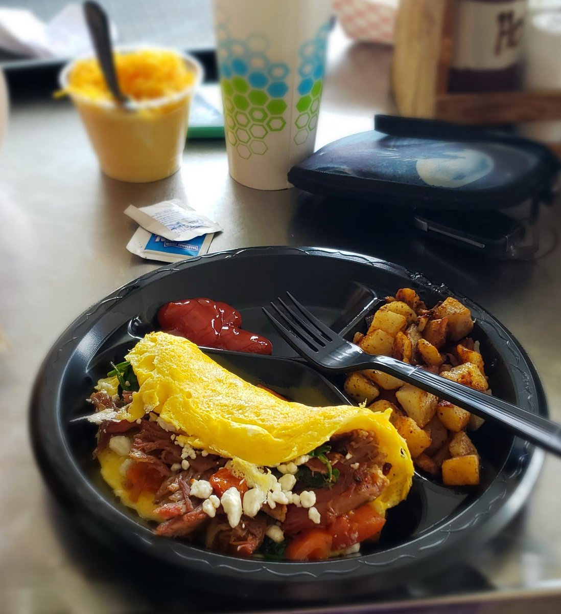 "Pulled pork and goat cheese omelet with spinach and tomatoes :D so yummy!" - Jennifer G.

Thanks for stopping by Jennifer! Join us for breakfast on Saturdays and Sundays 7am -10:30am