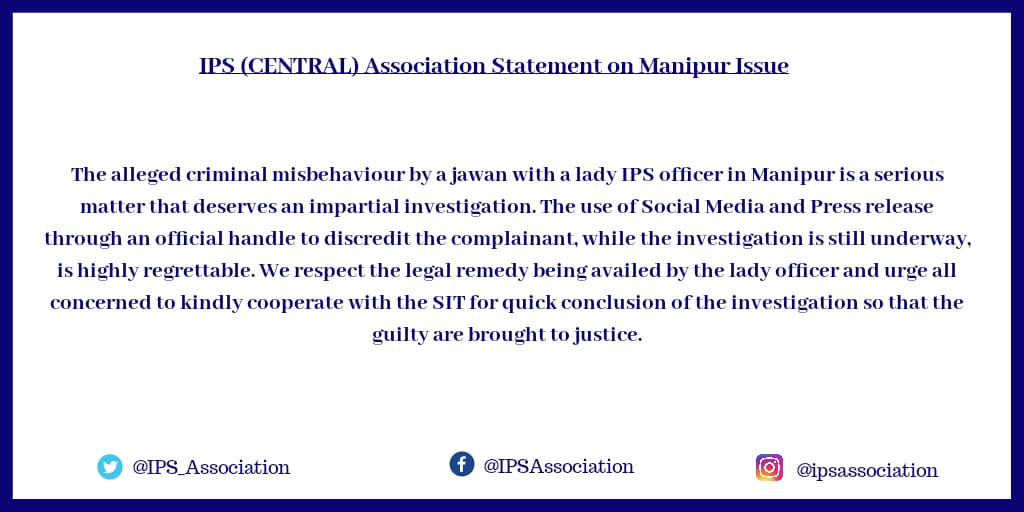IPS_Association's tweet photo. Statement by IPS (Central) Association on Manipur Issue.

@HMOIndia @IASassociation @NBirenSingh https://t.co/Vb9WEPqp9z