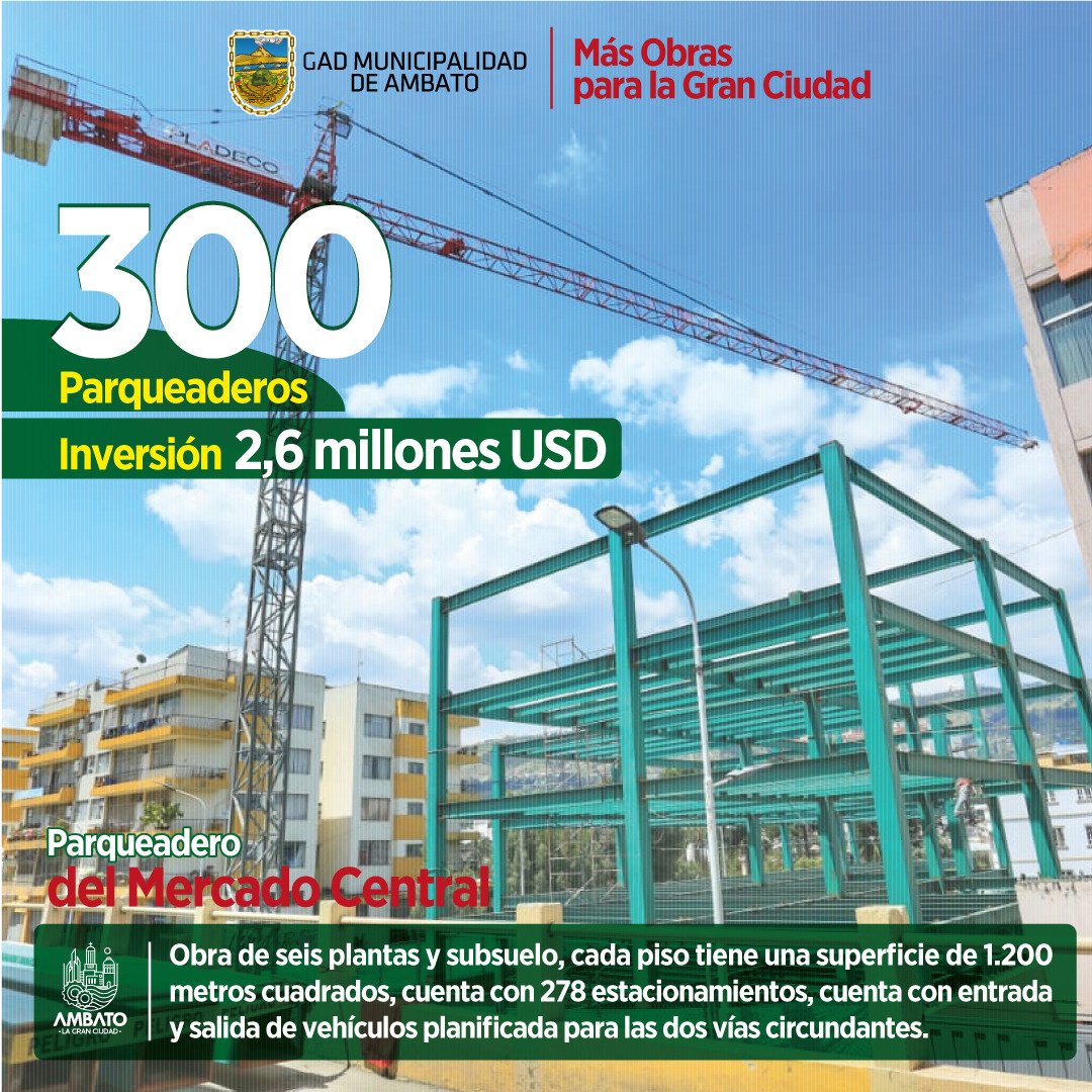 gadambato's tweet photo. #ObrasParaLaGranCiudad| 300 nuevos parqueaderos estarán a disposición de todos los ambateños.

¡Juntos construimos la Gran Ciudad del Ecuador! https://t.co/xqdJH7V4WK