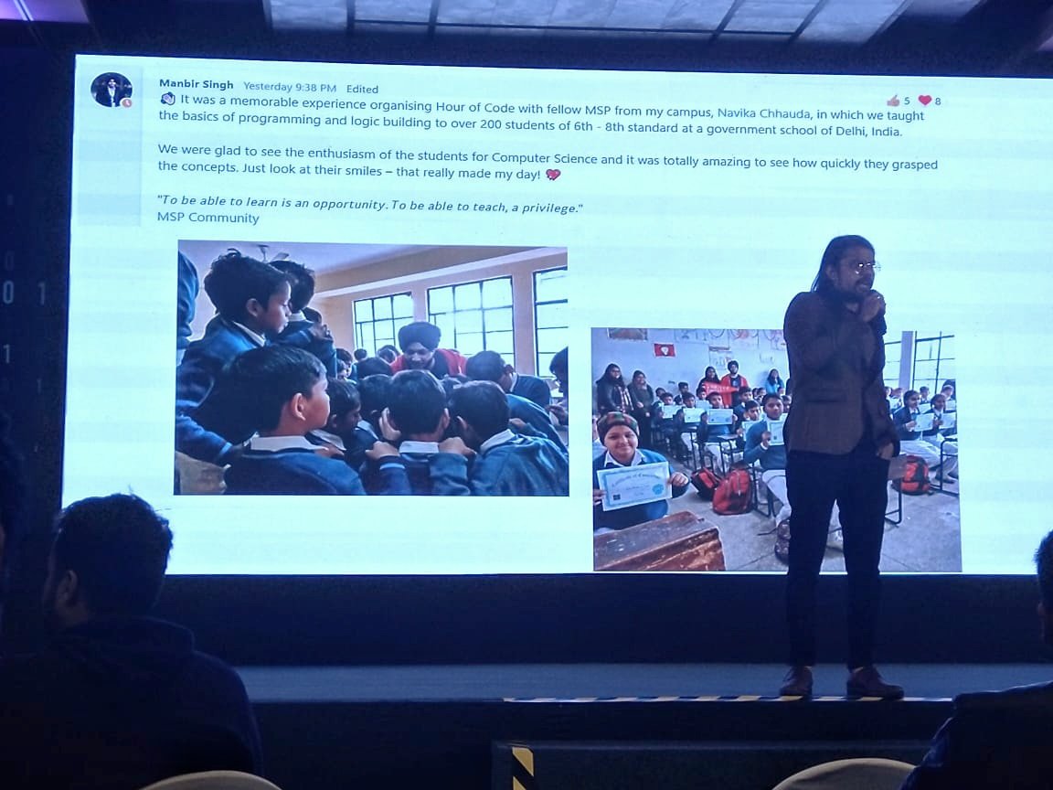 manbirmarwah's tweet image. Guess who got featured during the Microsoft Student Partner 🇮🇳 Summit yesterday? 😍
🙏🏻 Thank you @IamPablo, @arkodyutisaha, @apsmittal and everyone at @Microsoft for the honour! ❤️
#MSFTStudentPartner @MSFTImagine @MicrosoftIndia