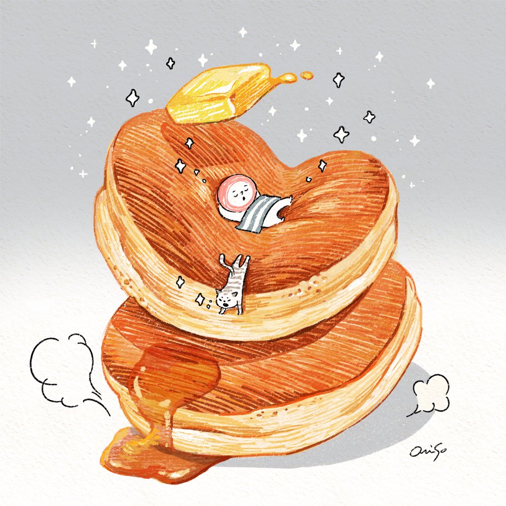 pancake sparkle food cat no humans syrup food focus  illustration images