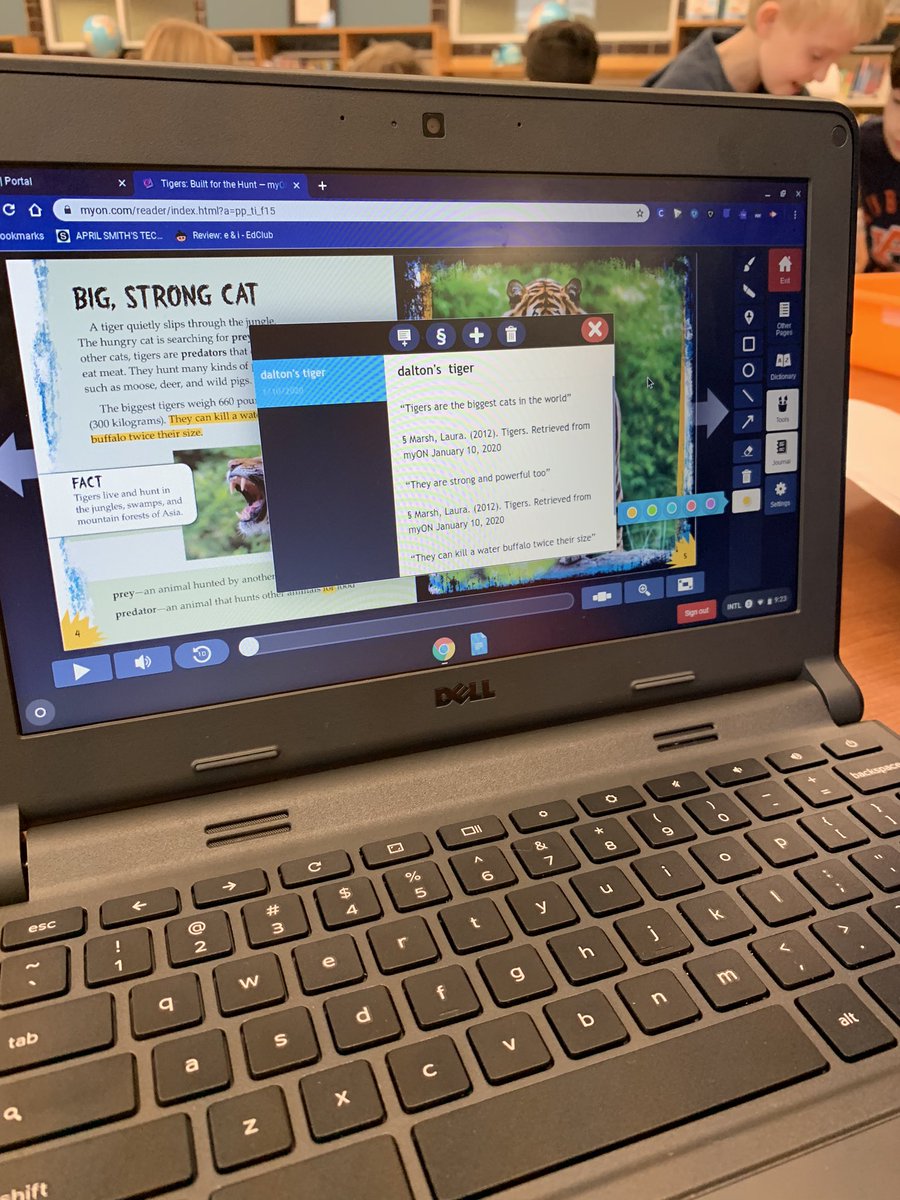 AmyPrickett's tweet photo. “What are you doing 3rd grade?”
“Just collecting information from an online source into my online journal, and using the text to write an informational paragraph...with citations!” #trussvillelearns #cesreads #ALLibraries https://t.co/to15byhqwn